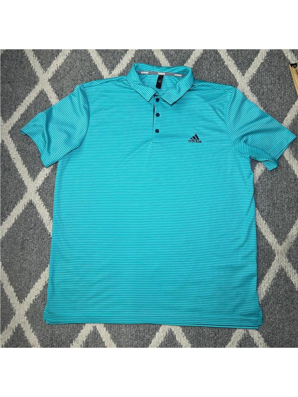 Adidas Two Color Club Stripe Golf Polo Mens XL Teal
